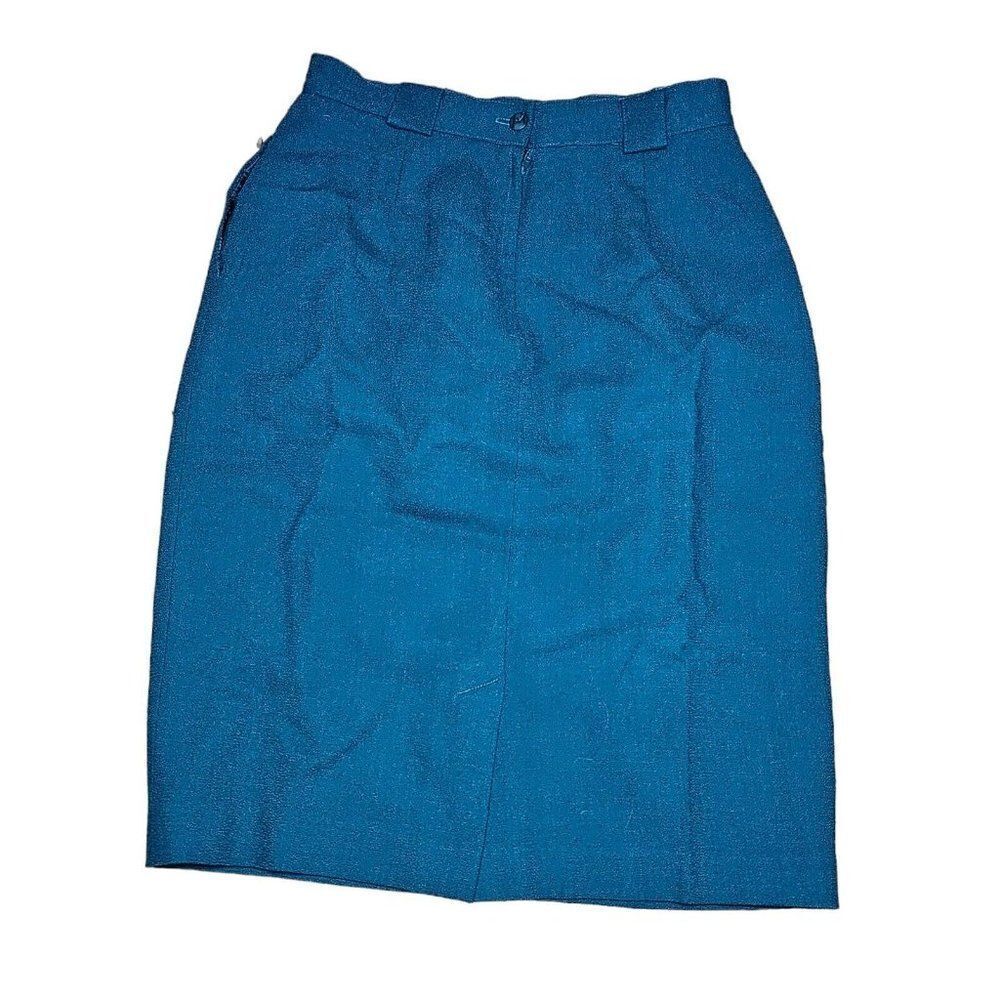 Vintage 60s Paul Stanley Pencil Skirt Womens M Wool Teal Blue Green Wiggle